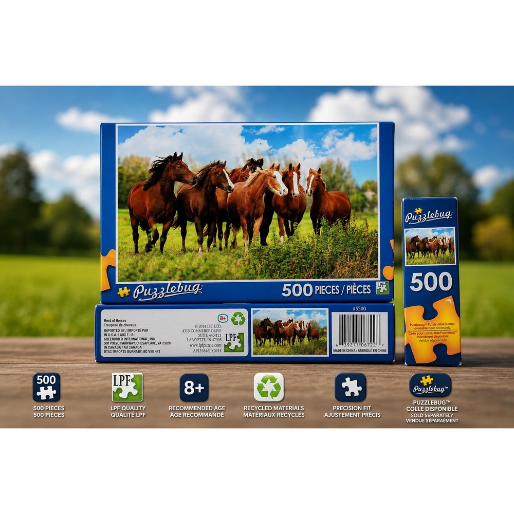 Puzzlebug Herd of Horses 500 Piece Jigsaw Puzzle New Sealed 5500 Wild Animals